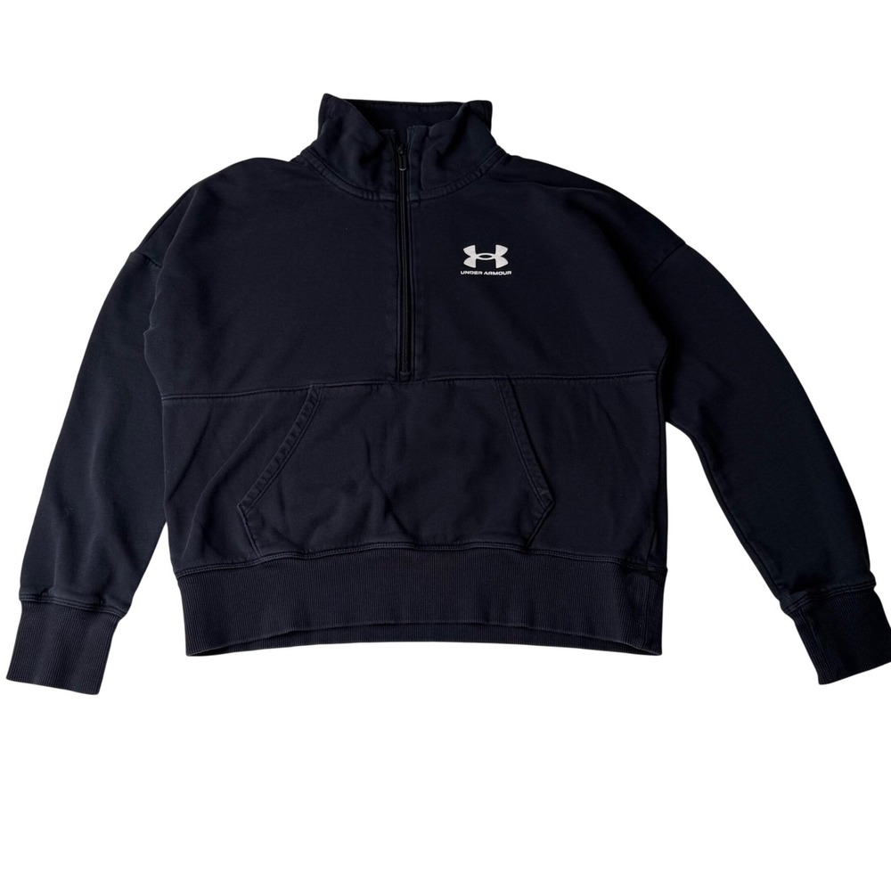 Under Armour Black Quarter‎ Zip Fleece Sweatshirt Pullover Athleisure XS